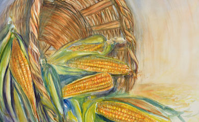 Paisaje y bodegón con técnicas mixtas al agua